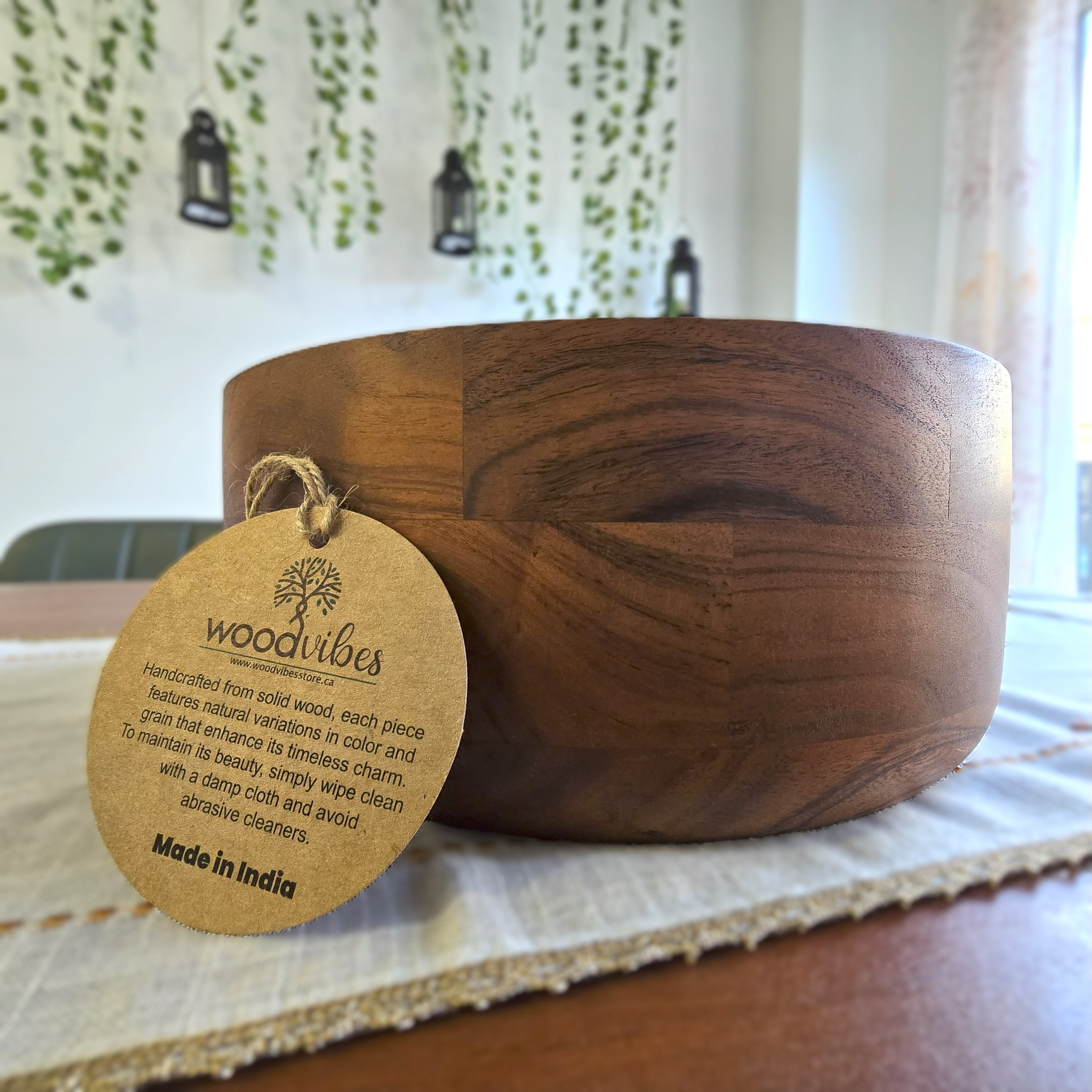 Acacia Wood Salad Bowl – 12 Inch Handmade Serving Bowl | Wood Vibes