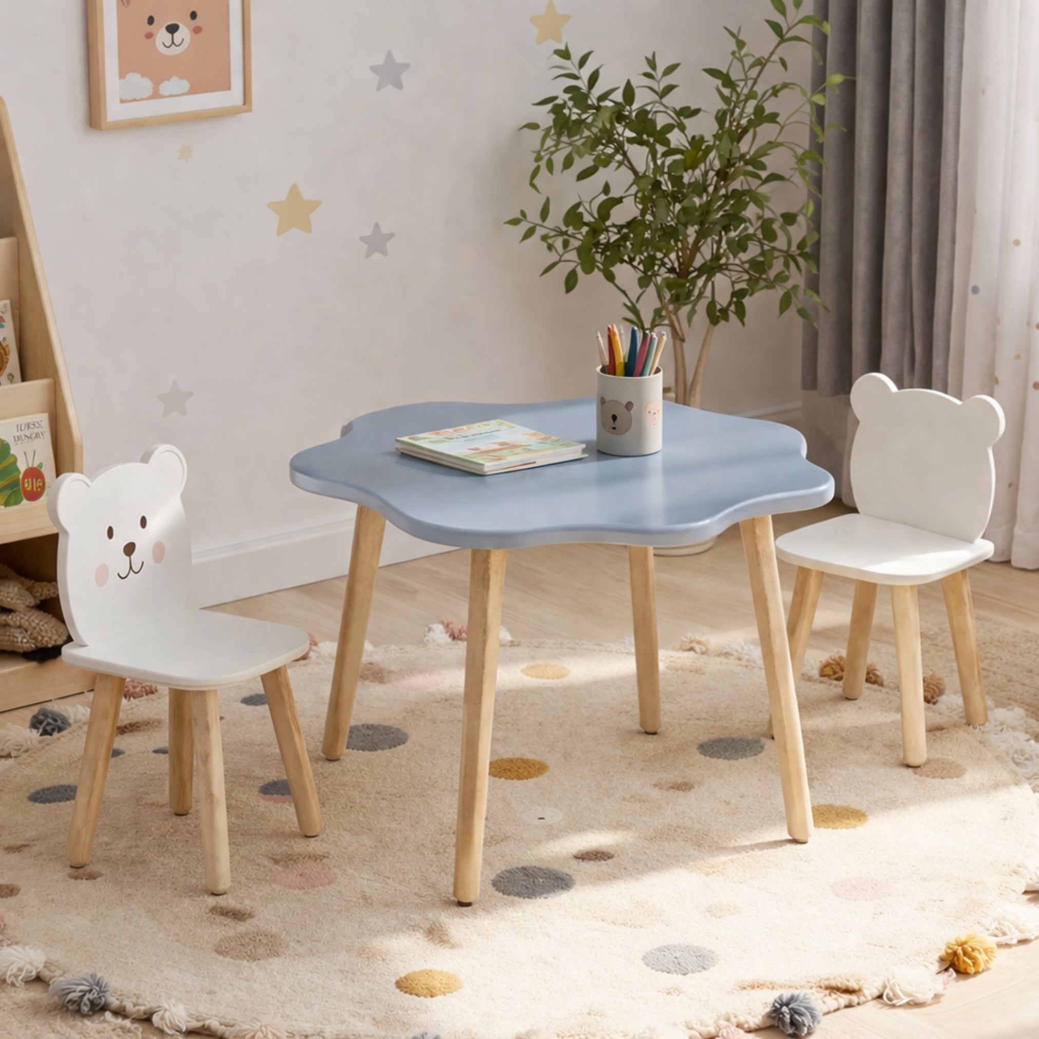 Blume Round Wooden Kids Table – Grey
