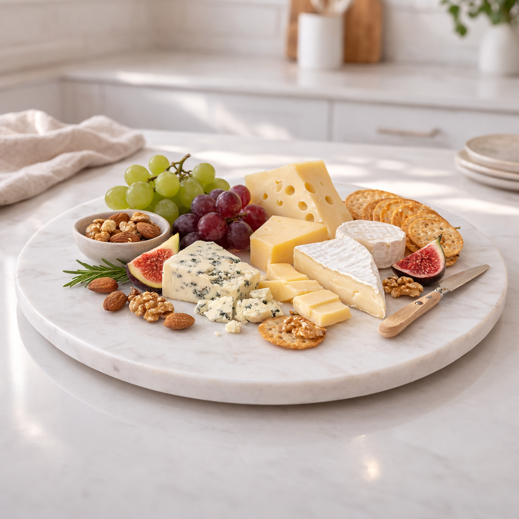 marble lazy susan for cheese and crackers