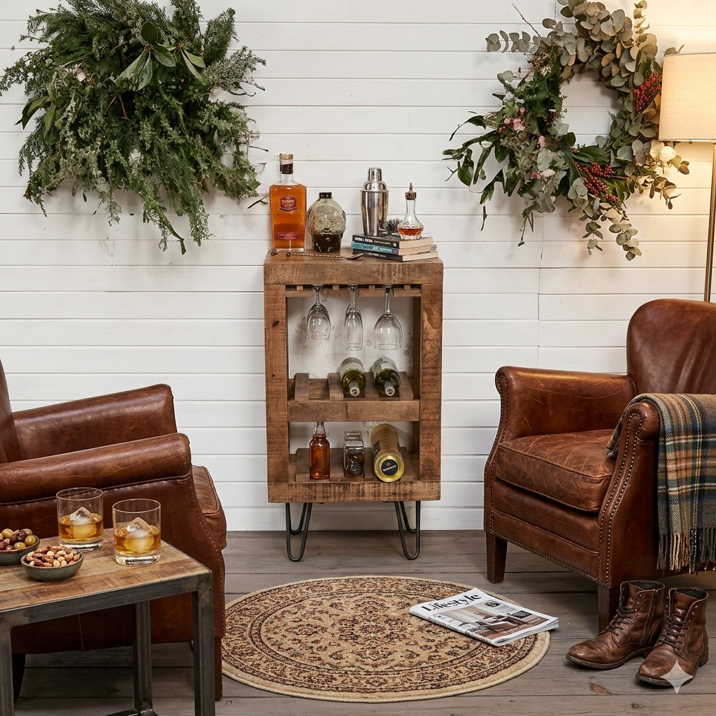 Bar Cabinet | Mango Wood | Metal Legs | Handcrafted