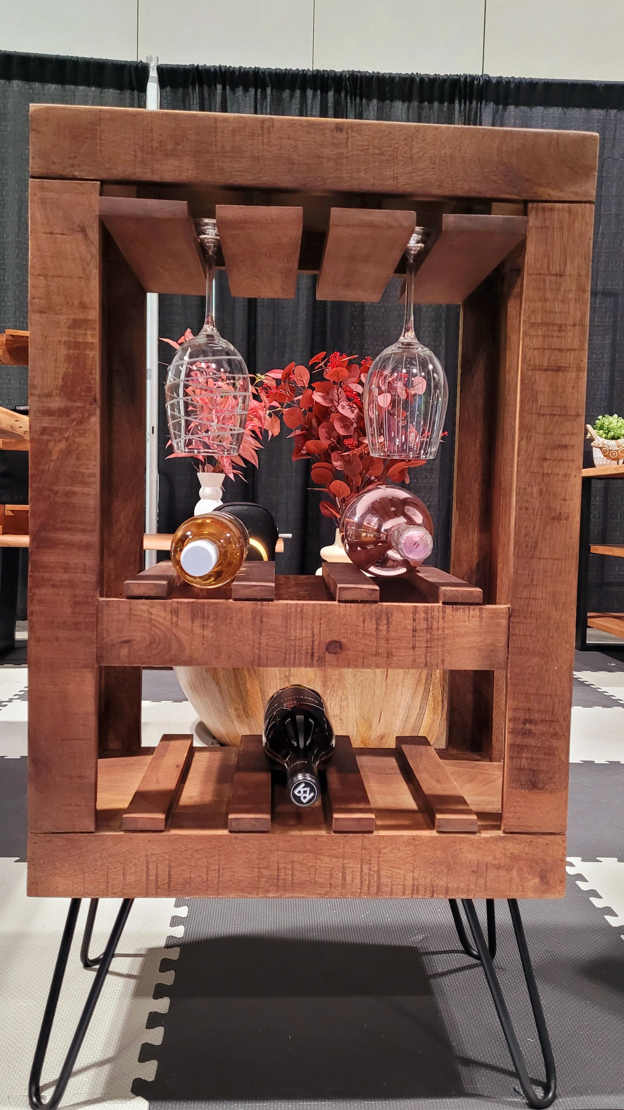 Bar Cabinet | Mango Wood | Metal Legs | Handcrafted