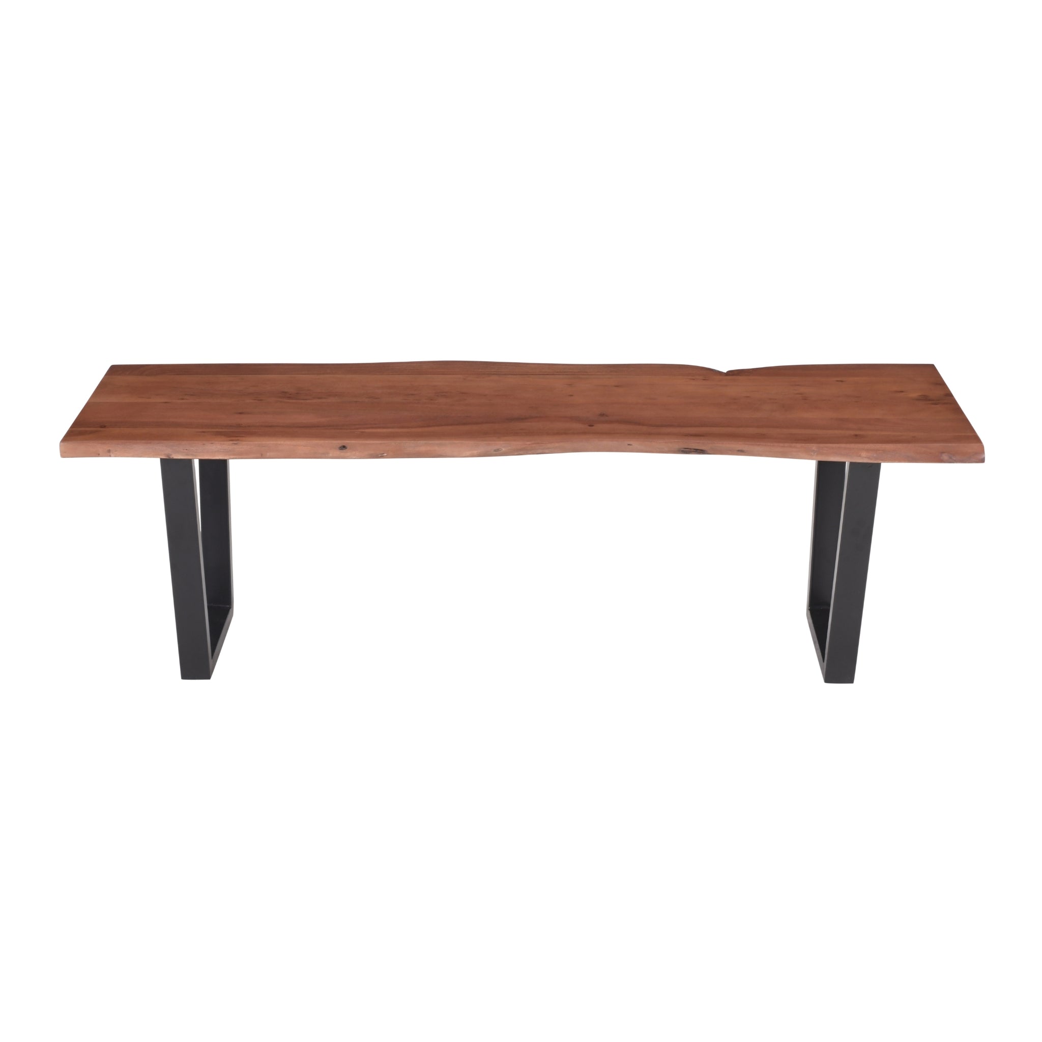 Bench | Live Edge | Acacia Wood | U Metal Legs | Natural Brown Color