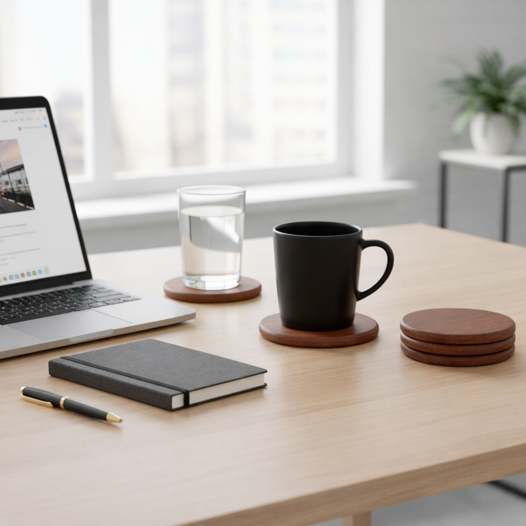 Terra Round Wooden Coasters (Set of 4)