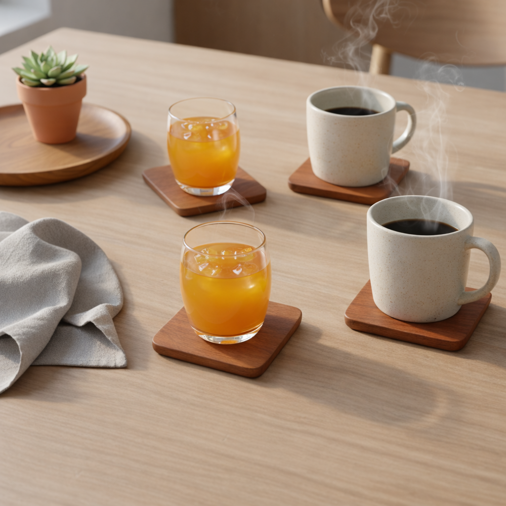 Terra Square Wooden Coasters (Set of 4)
