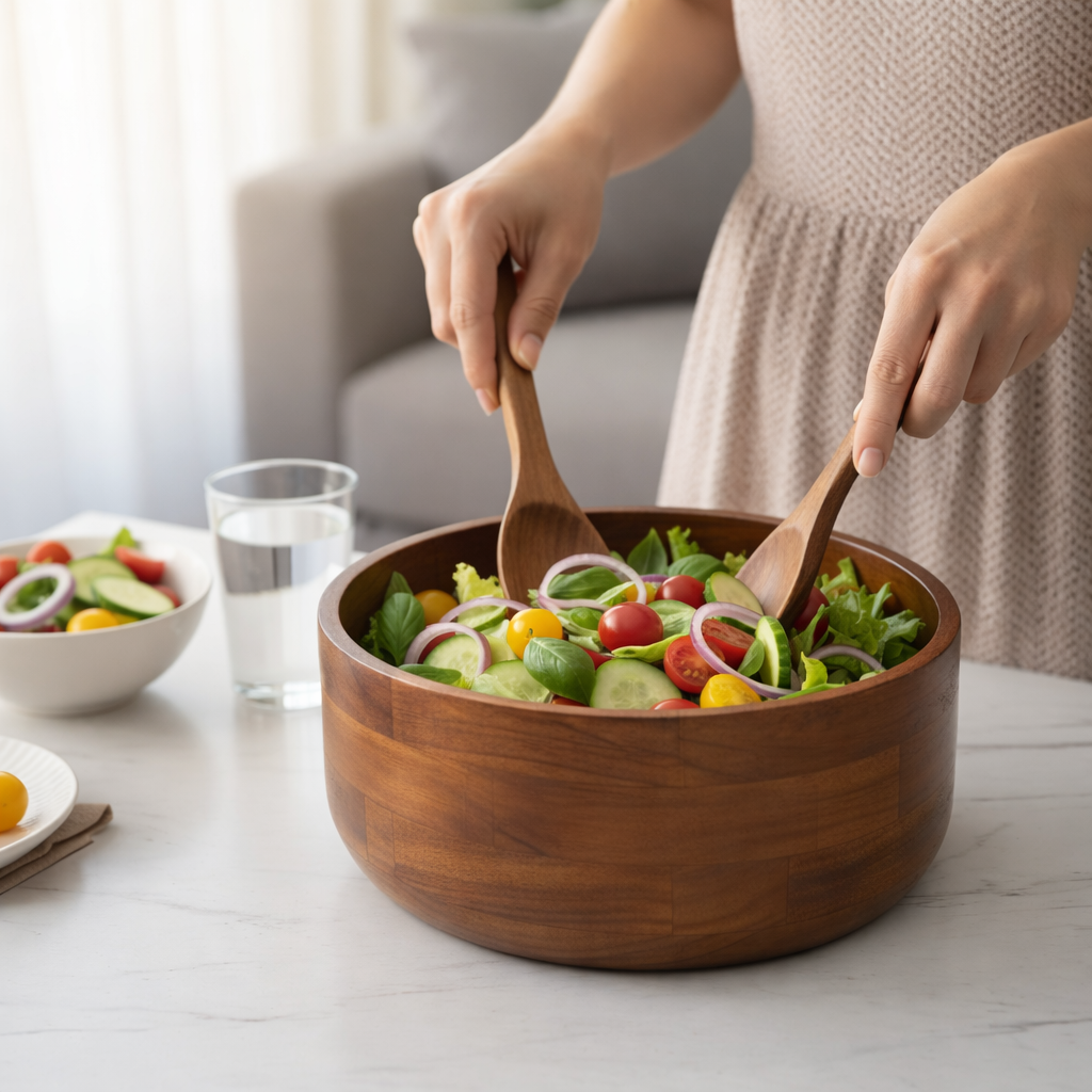 Harvest Salad & Serving Wooden Bowl | Handcrafted Acacia