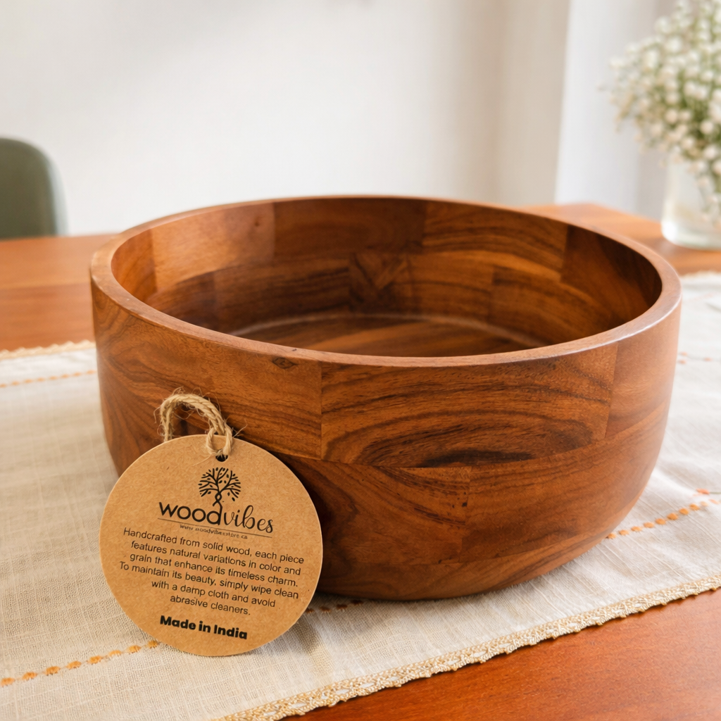 Harvest Salad & Serving Wooden Bowl | Handcrafted Acacia