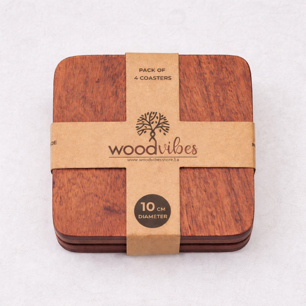 Terra Square Wooden Coasters (Set of 4)