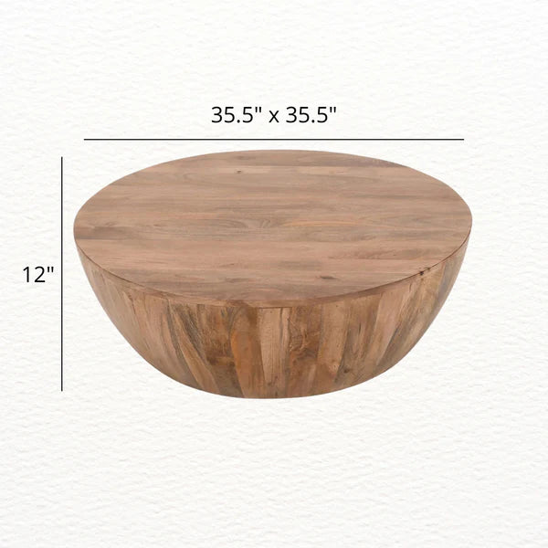 Drumroll Wooden coffee table with dimensions