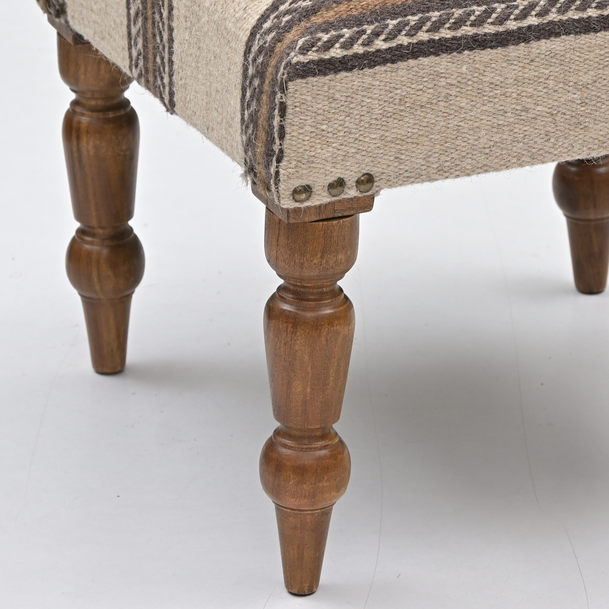 Dune Handcrafted Striped Upholstered Wooden Stool