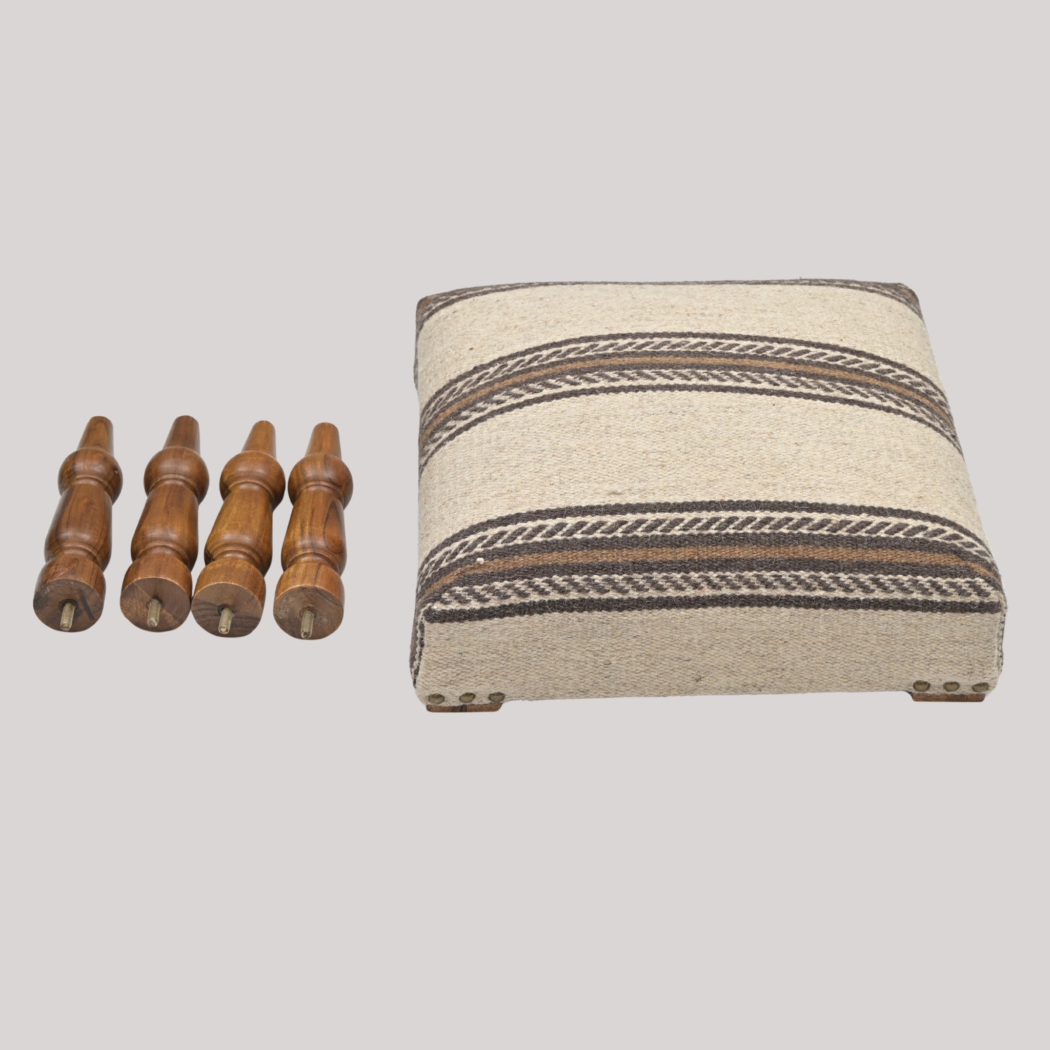 Dune Handcrafted Striped Upholstered Wooden Stool