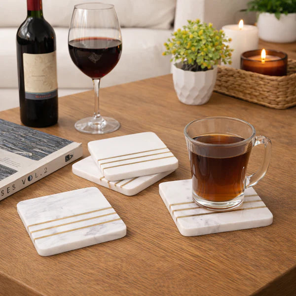 Gilded Marble Coasters (Set of 4)