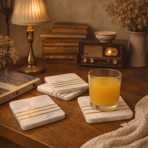 Gilded Marble Coasters (Set of 4)