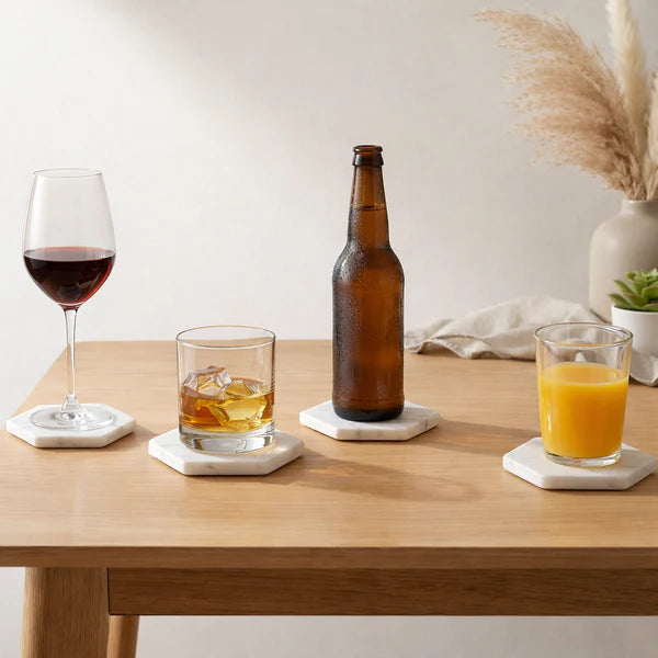 Hexagon Marble Coasters
