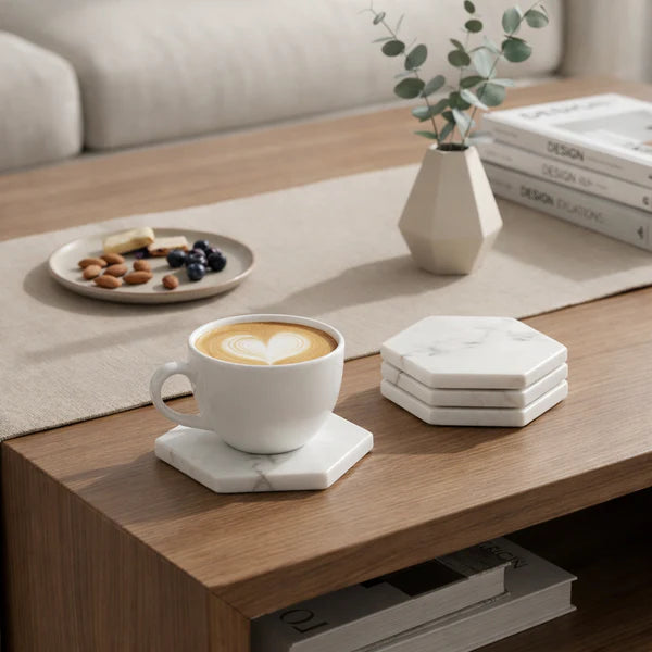 Hexagon Marble Coasters