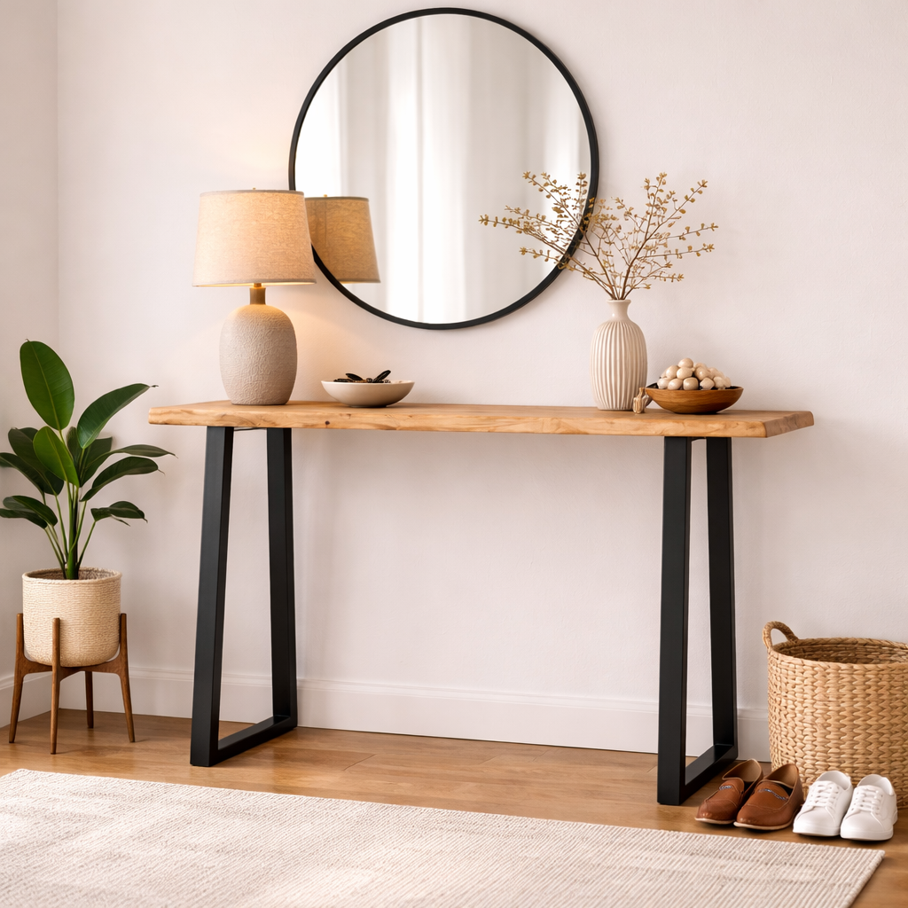 Hype Console Table | Live Edge | Acacia Wood | Metal Legs
