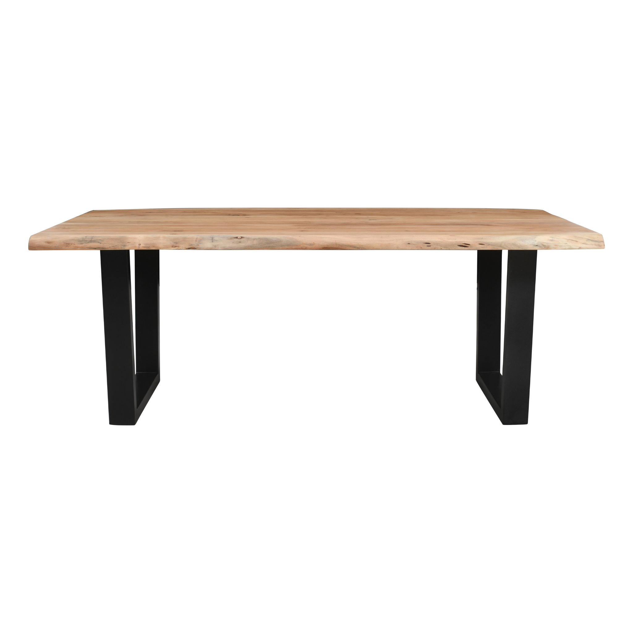 Live Edge Acacia Dining table | U Metal Legs | Light Brown Color