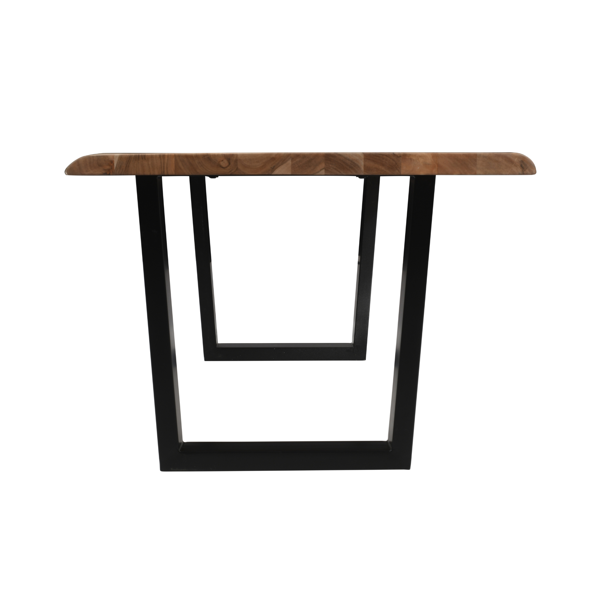 Live Edge Acacia Dining table | U Metal Legs | Light Brown Color