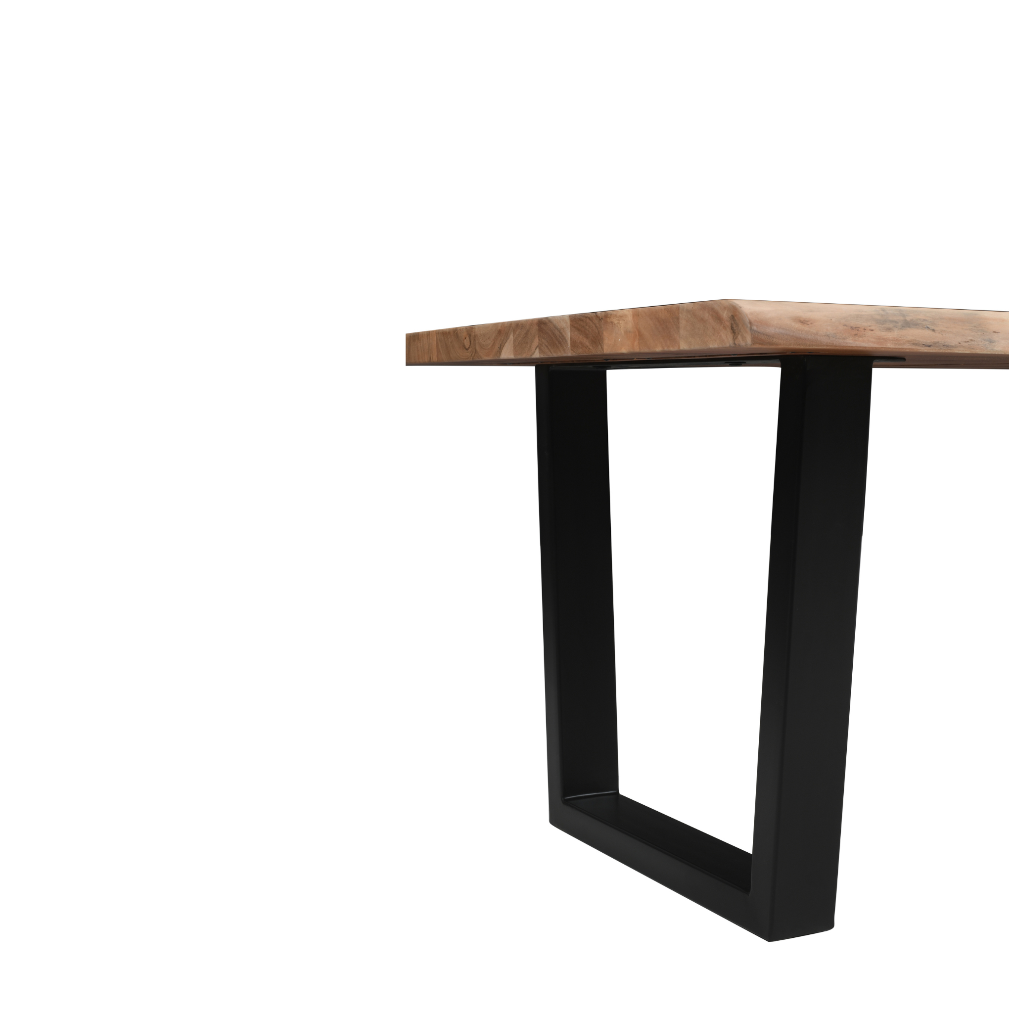 Live Edge Acacia Dining table | U Metal Legs | Light Brown Color