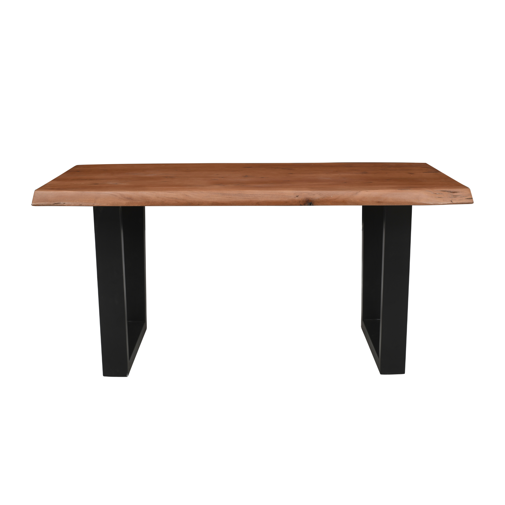 Live Edge Acacia Dining table | U Metal Legs | Natural Brown Color