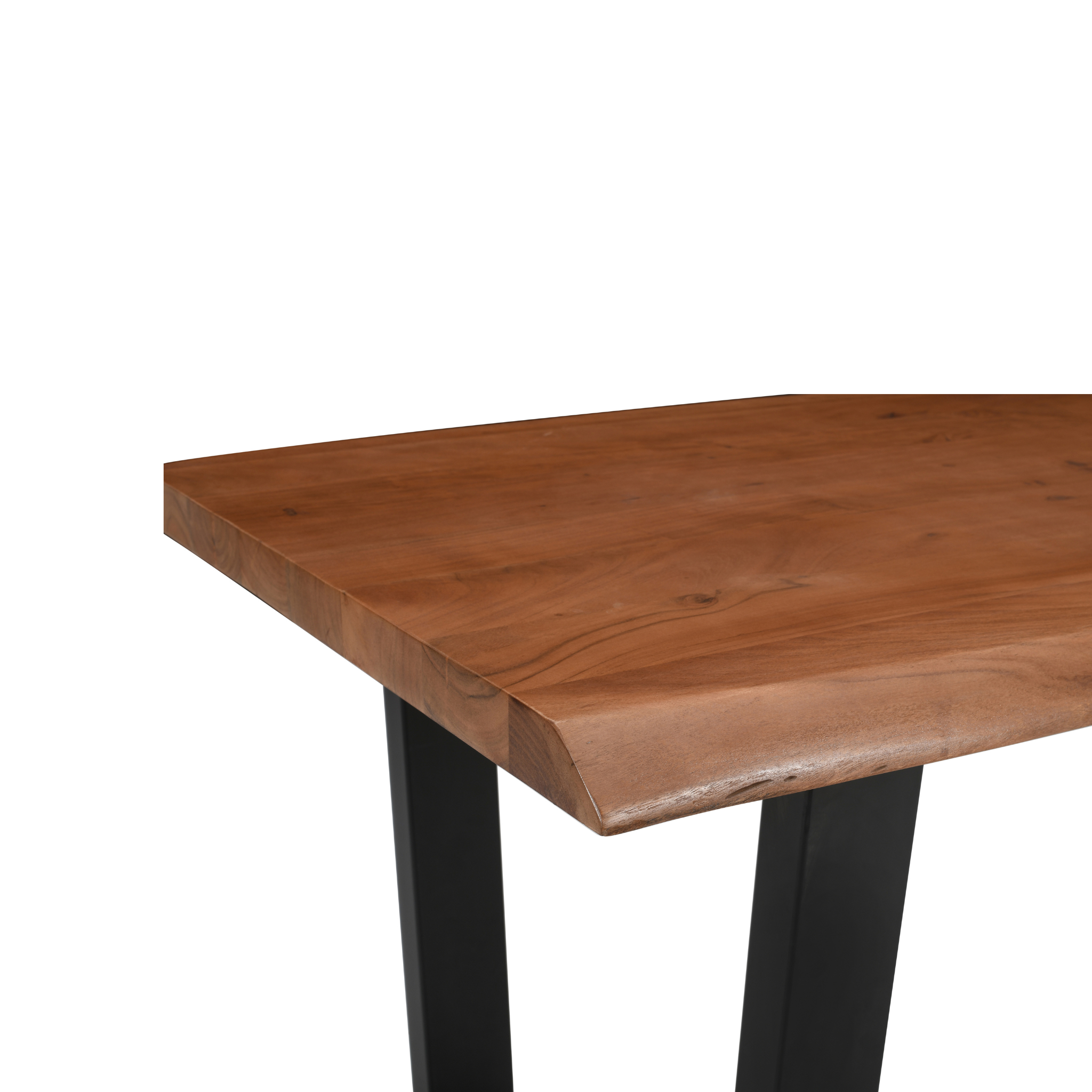 Live Edge Acacia Dining table | U Metal Legs | Natural Brown Color