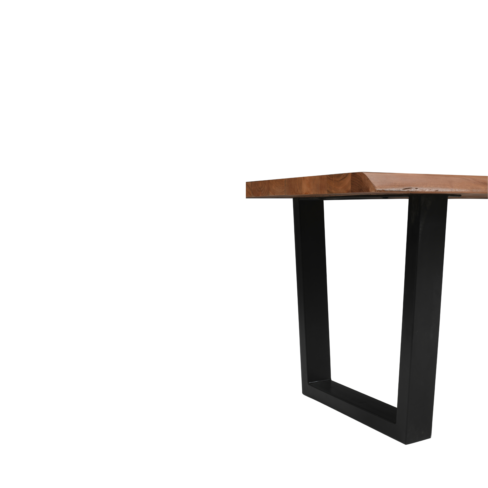 Live Edge Acacia Dining table | U Metal Legs | Natural Brown Color