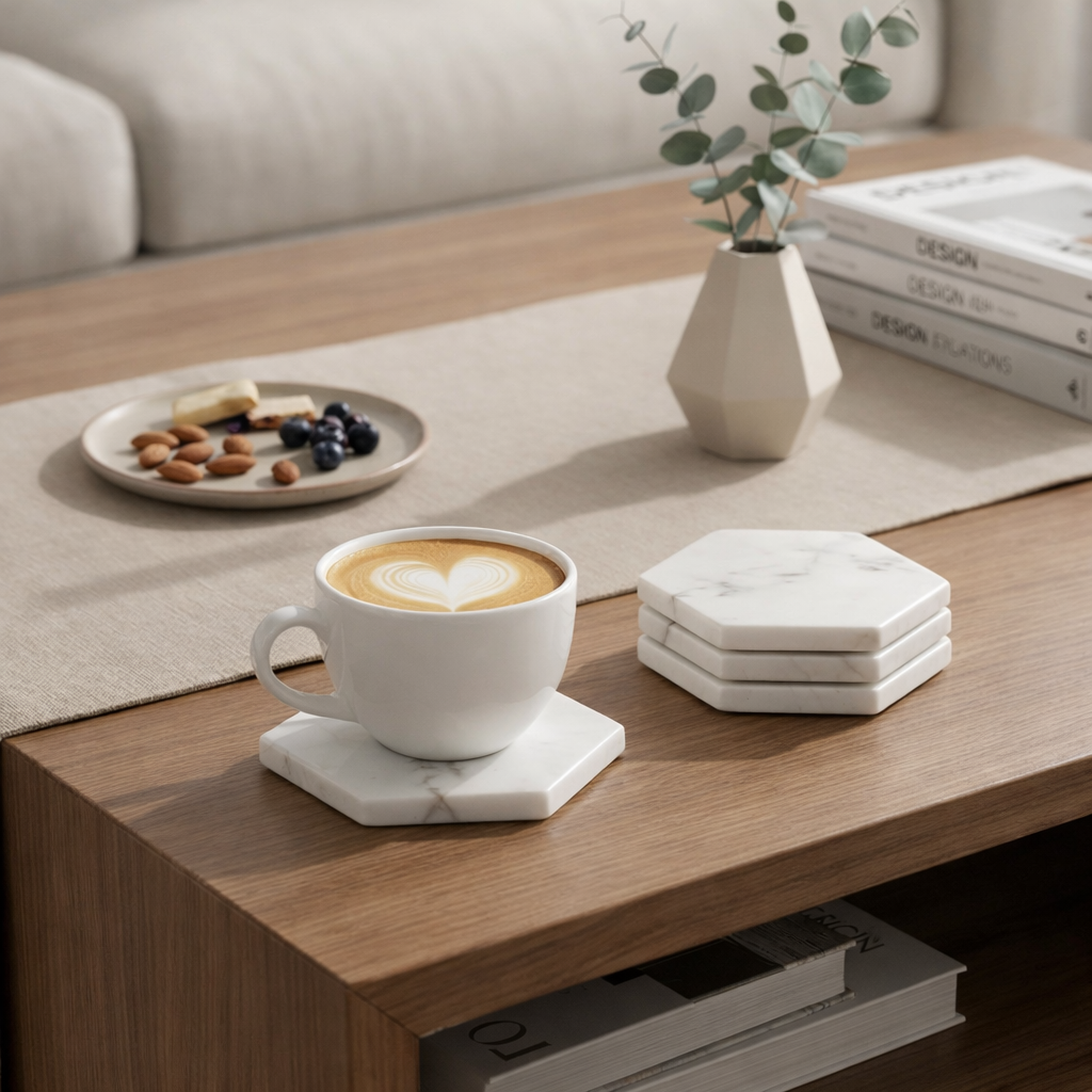 Hexagon Marble Coasters (Set of 4)