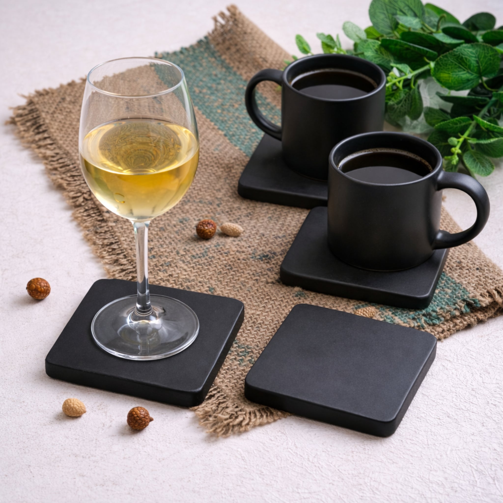 Obsidian Square Wooden Coasters (Set of 4)