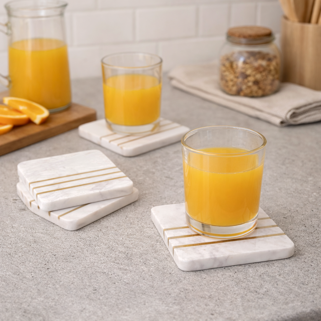 Gilded Marble Coasters (Set of 4)