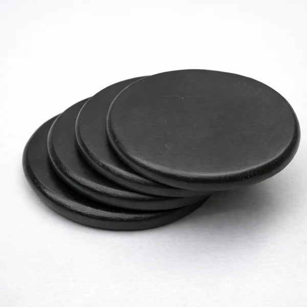 Obsidian Round Wooden Coasters