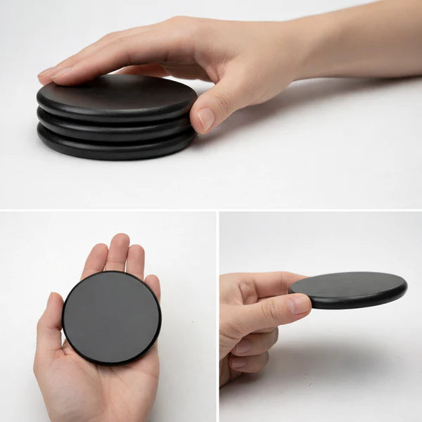 Obsidian Round Wooden Coasters
