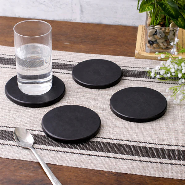 Obsidian Round Wooden Coasters