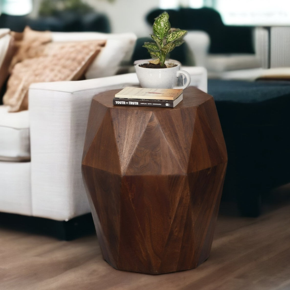 End Table, Side table, solid Wood, Diamond Shape