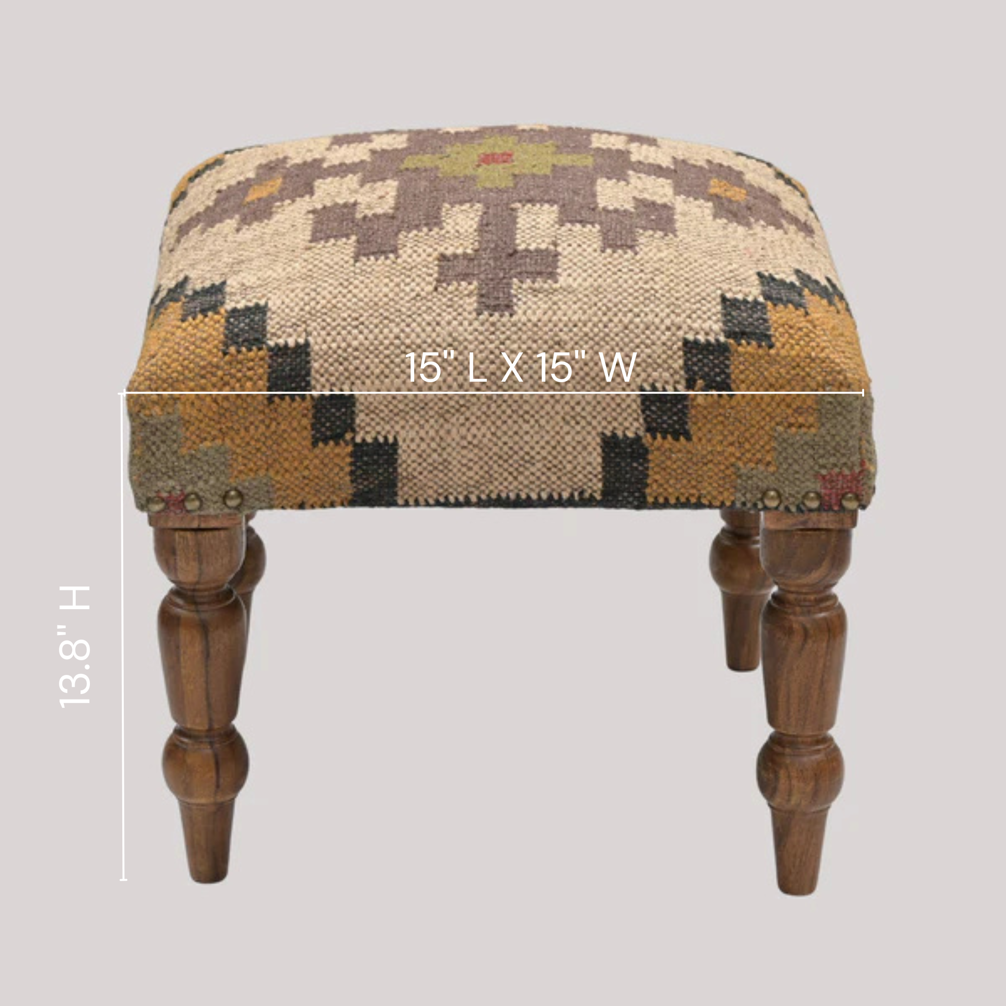 Sahara Handcrafted Kilim Upholstered Wooden Stool