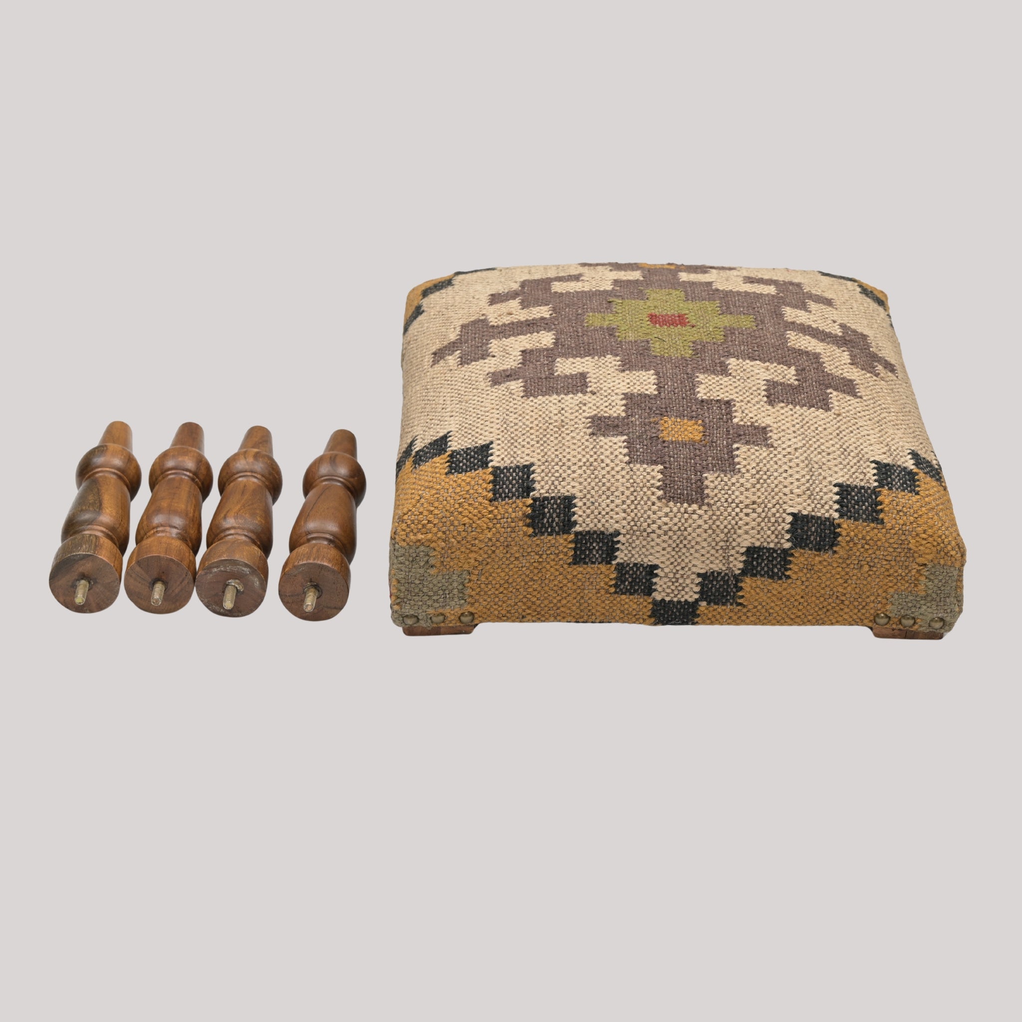 Sahara Handcrafted Kilim Upholstered Wooden Stool