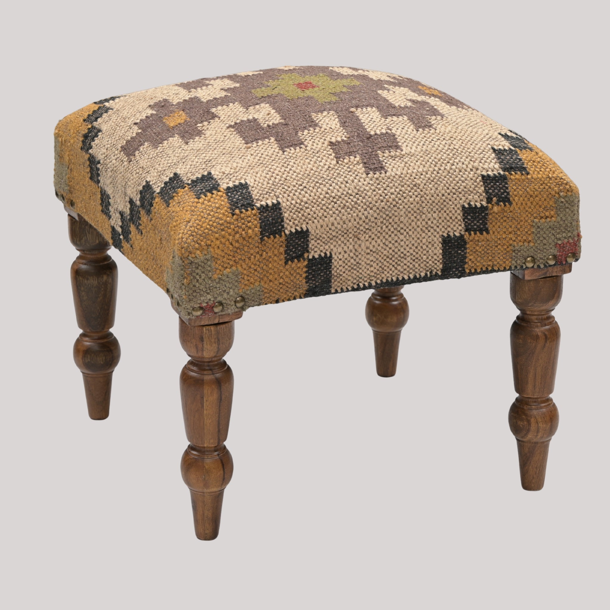 Sahara Handcrafted Kilim Upholstered Wooden Stool