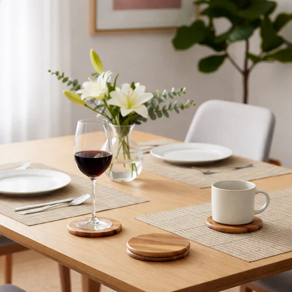 TriGrain Wooden Coasters using at dining table