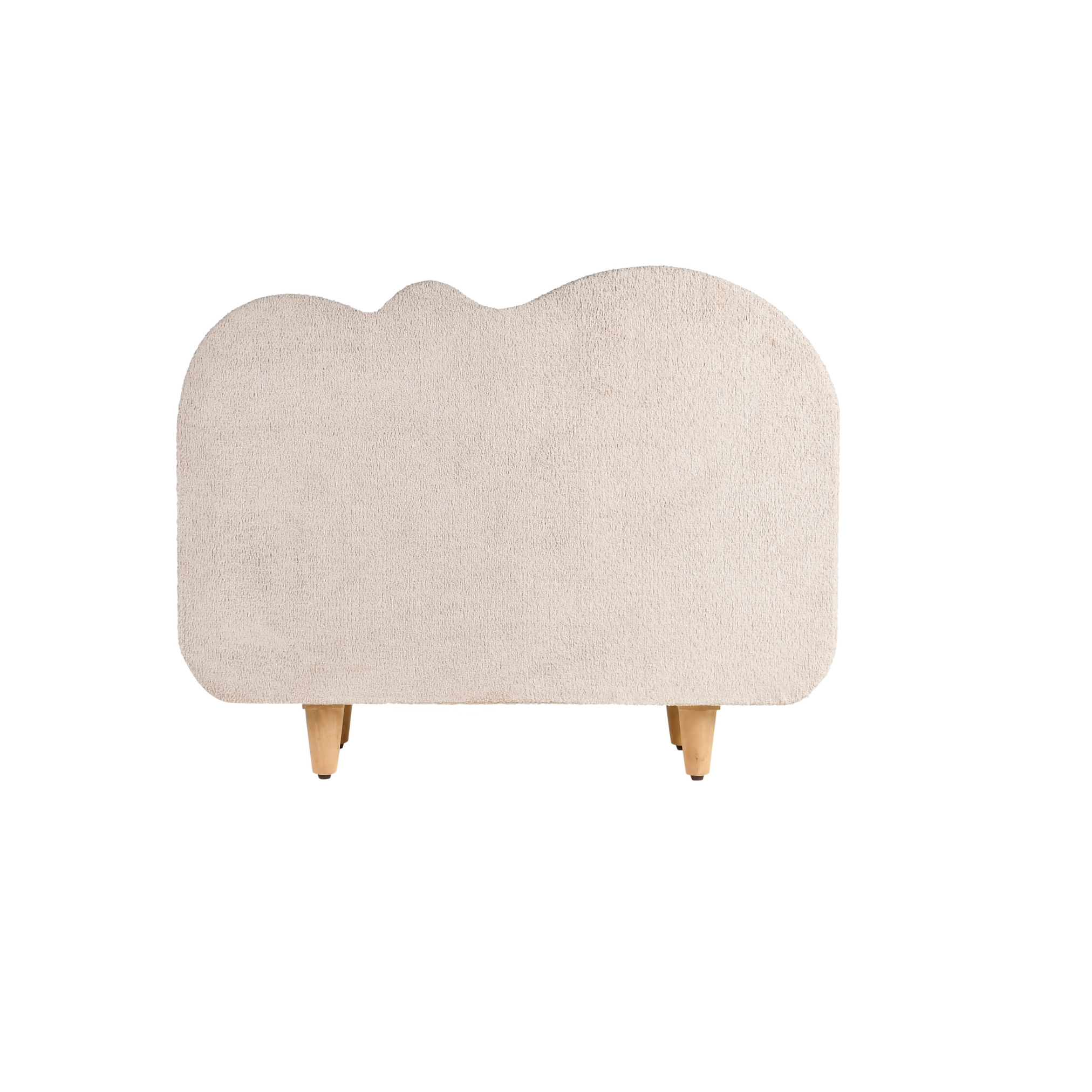 Back view of Bento wooden kids storage bookshelf with soft cloud-inspired silhouette
