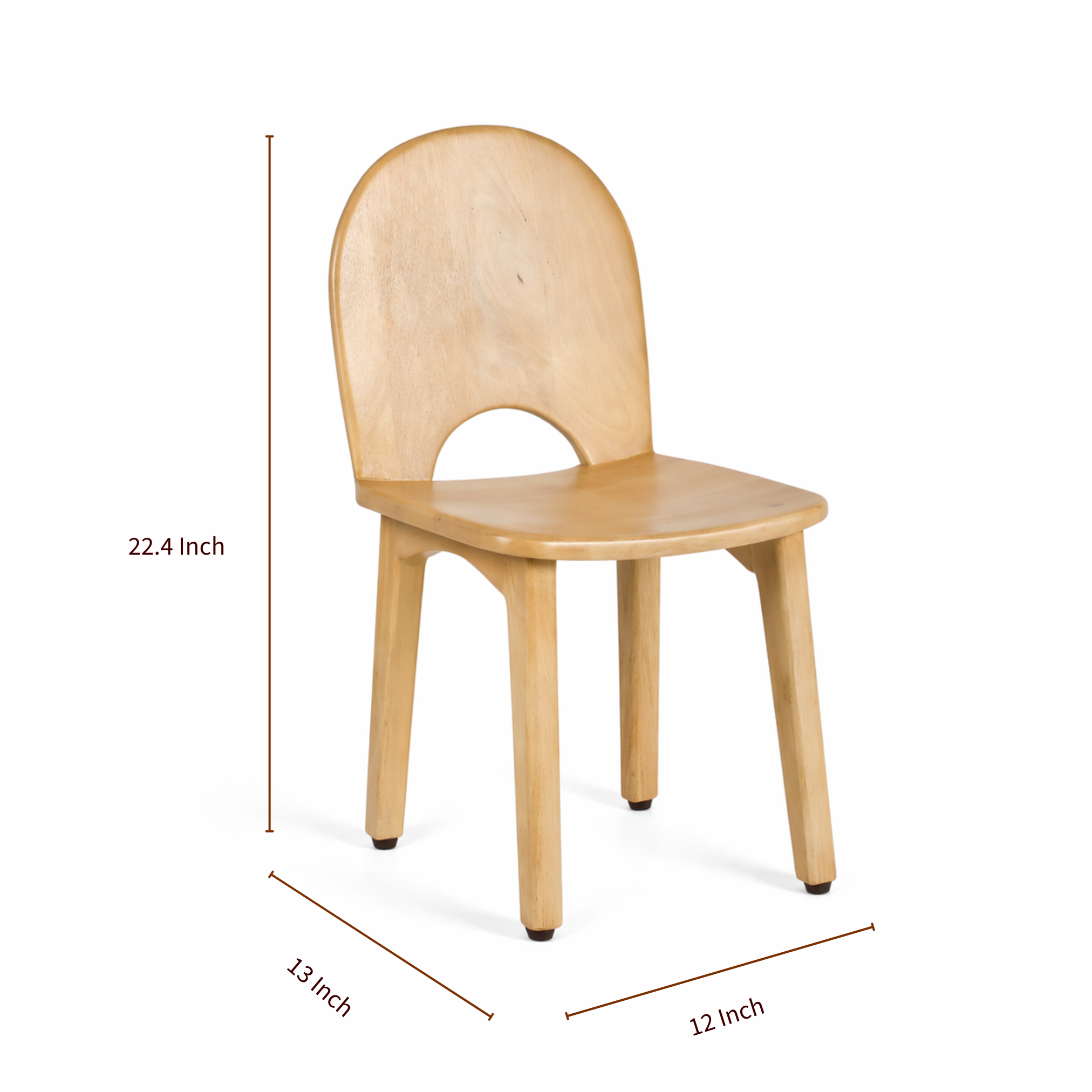 Wooden chair with dimensions