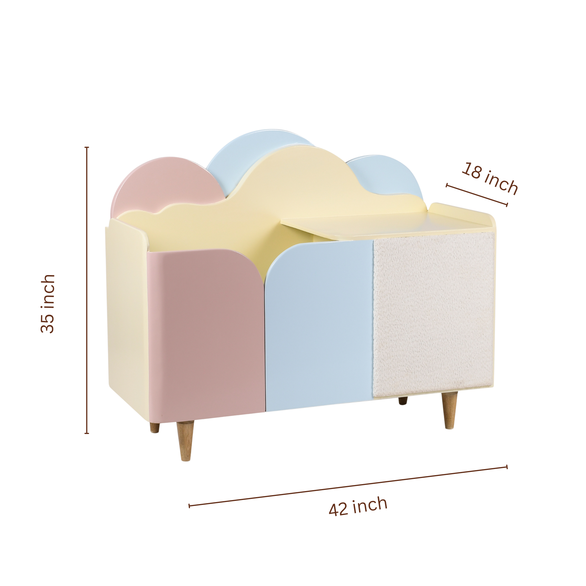 Dimension specifications of Cloud Wooden Kids Storage Unit furniture
