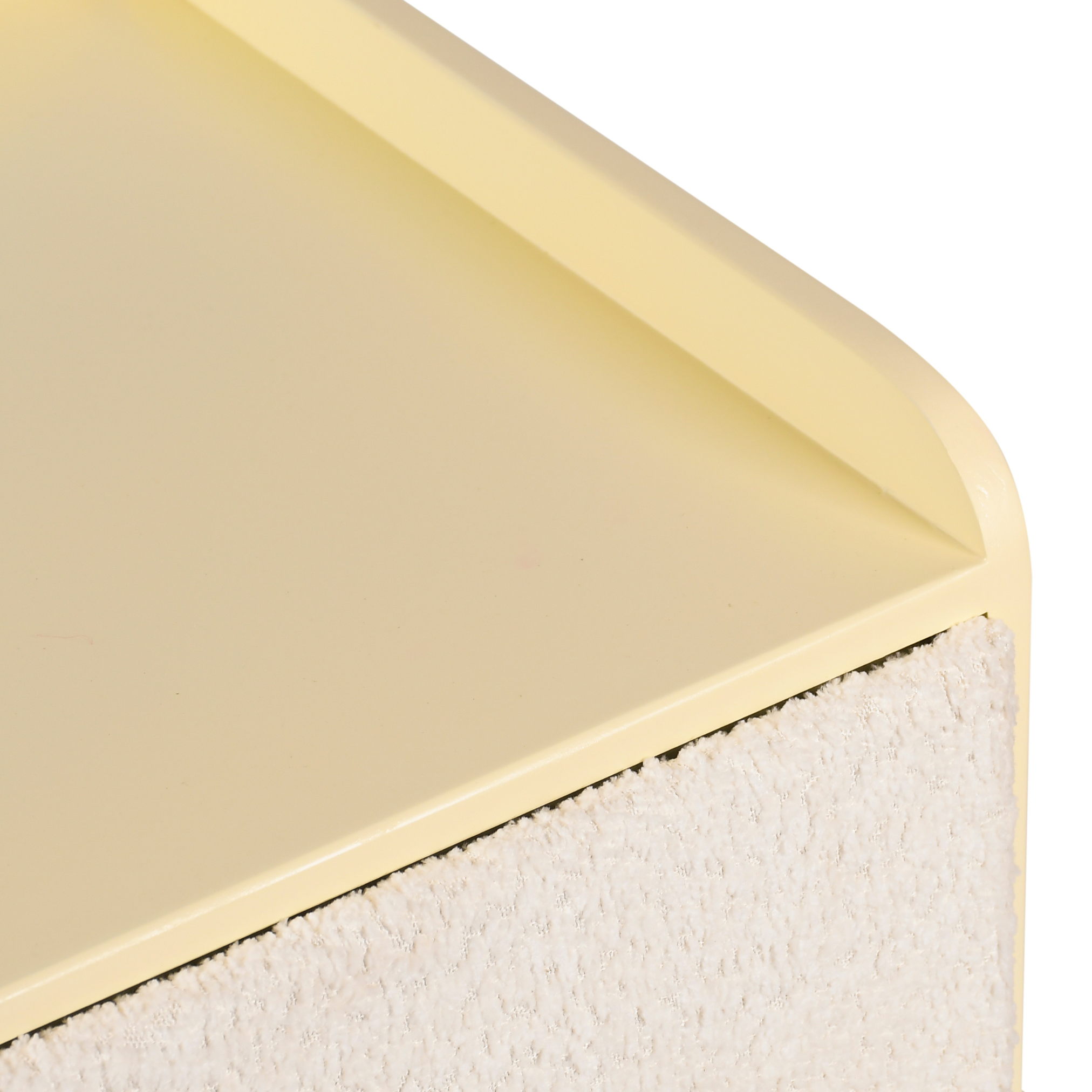 Close up detail of Cloud Wooden Kids Storage Unit top surface and textured drawer