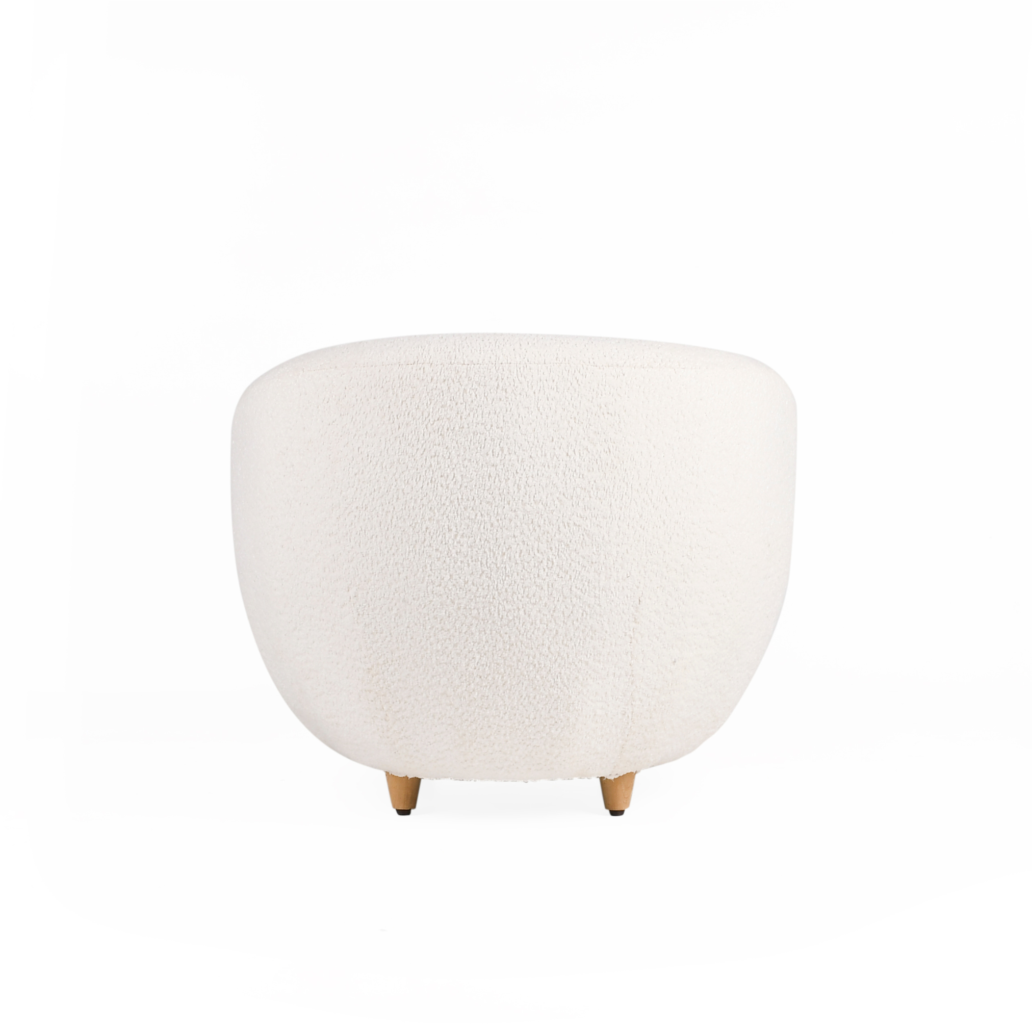 Back view of Cocoon upholstered kids lounge chair in textured cream fabric