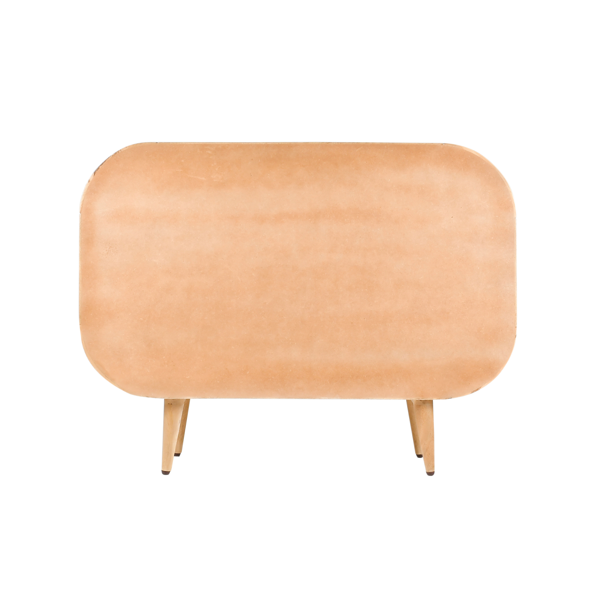 Back view of Nook wooden kids bookshelf in smooth natural wood finish