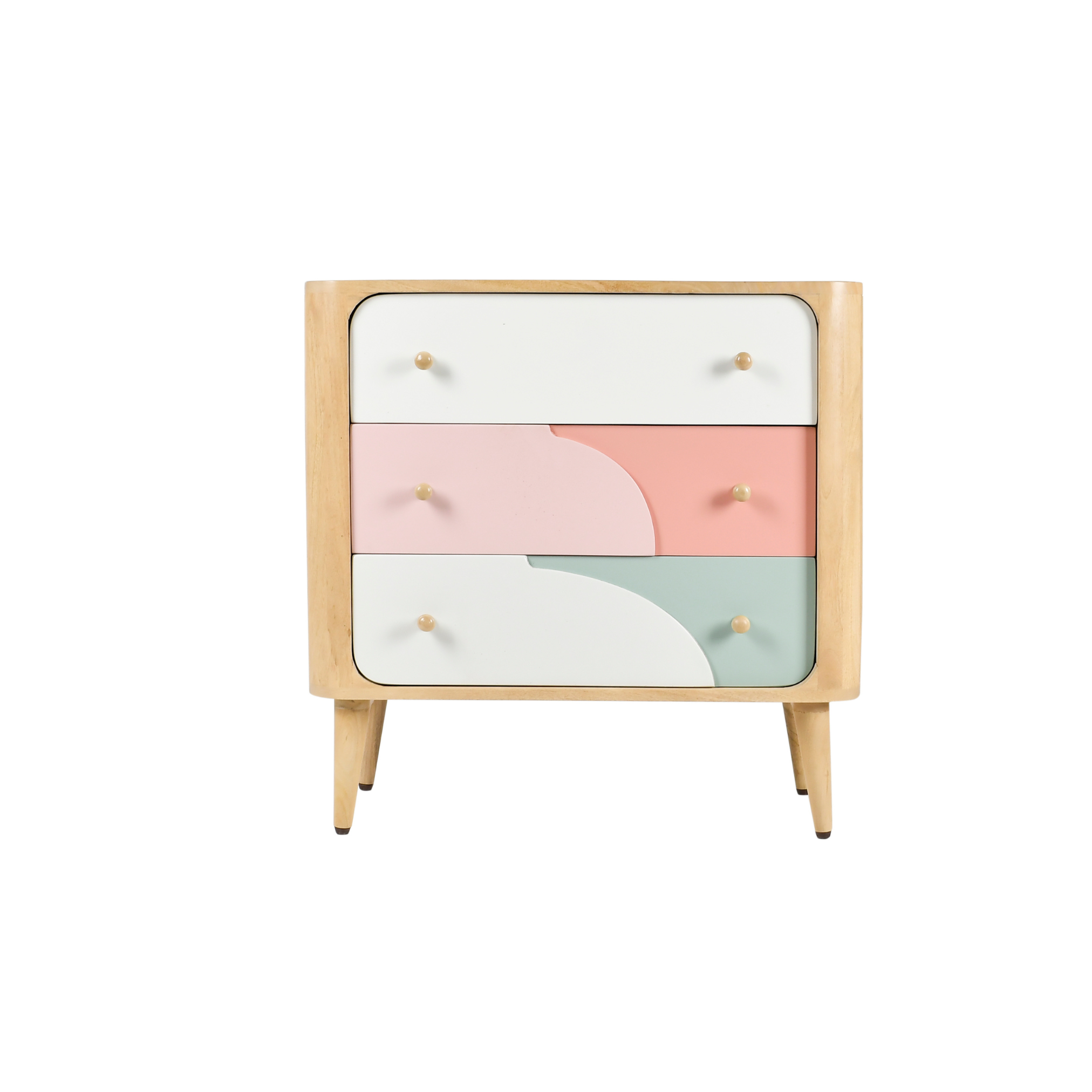 Front view of Palette Wooden Kids Chest of Drawers with pastel drawer design