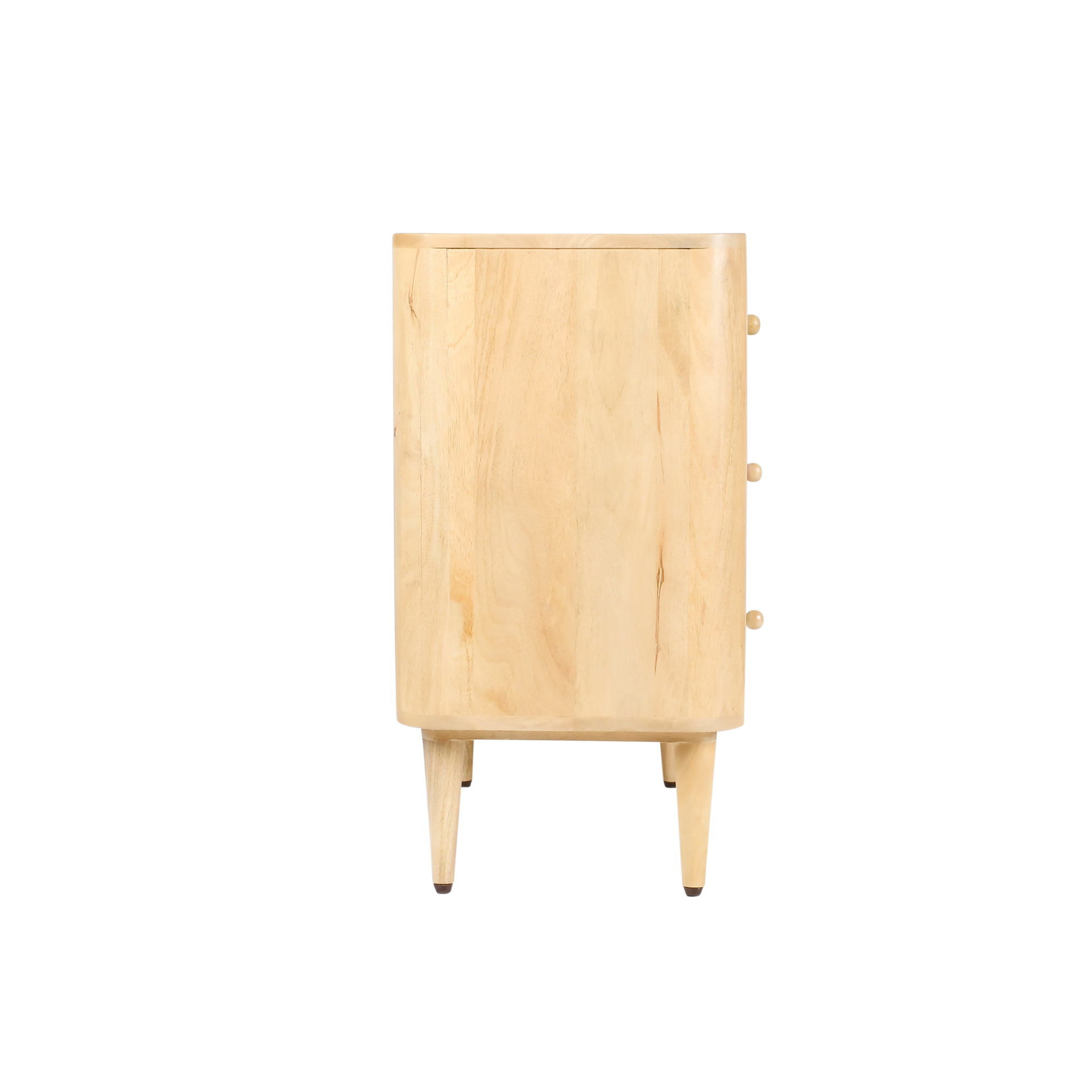 Side profile of Palette Wooden Kids Chest of Drawers with rounded wooden edges