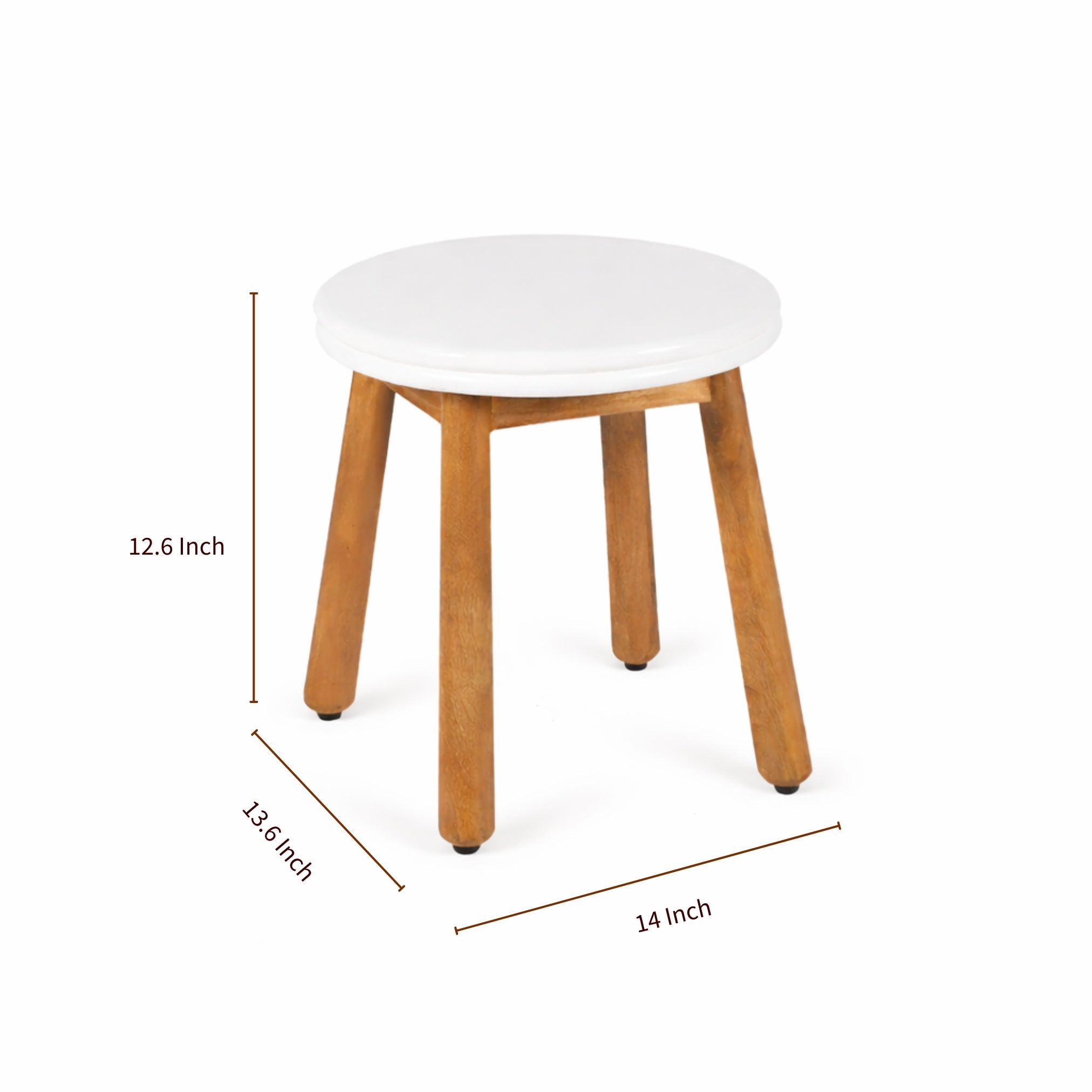 pebble wooden stool with white top dimensions