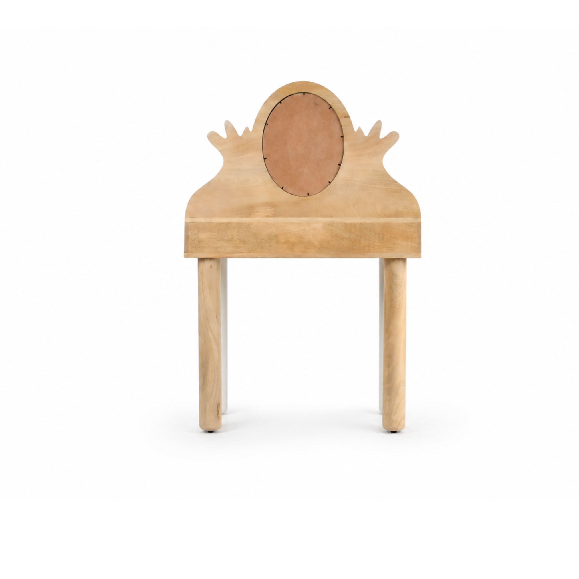 Back view of Poise wooden kids dressing table showing mirror frame and structure