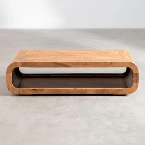 rectangular acacia wood coffee table with hollow core design modern furniture