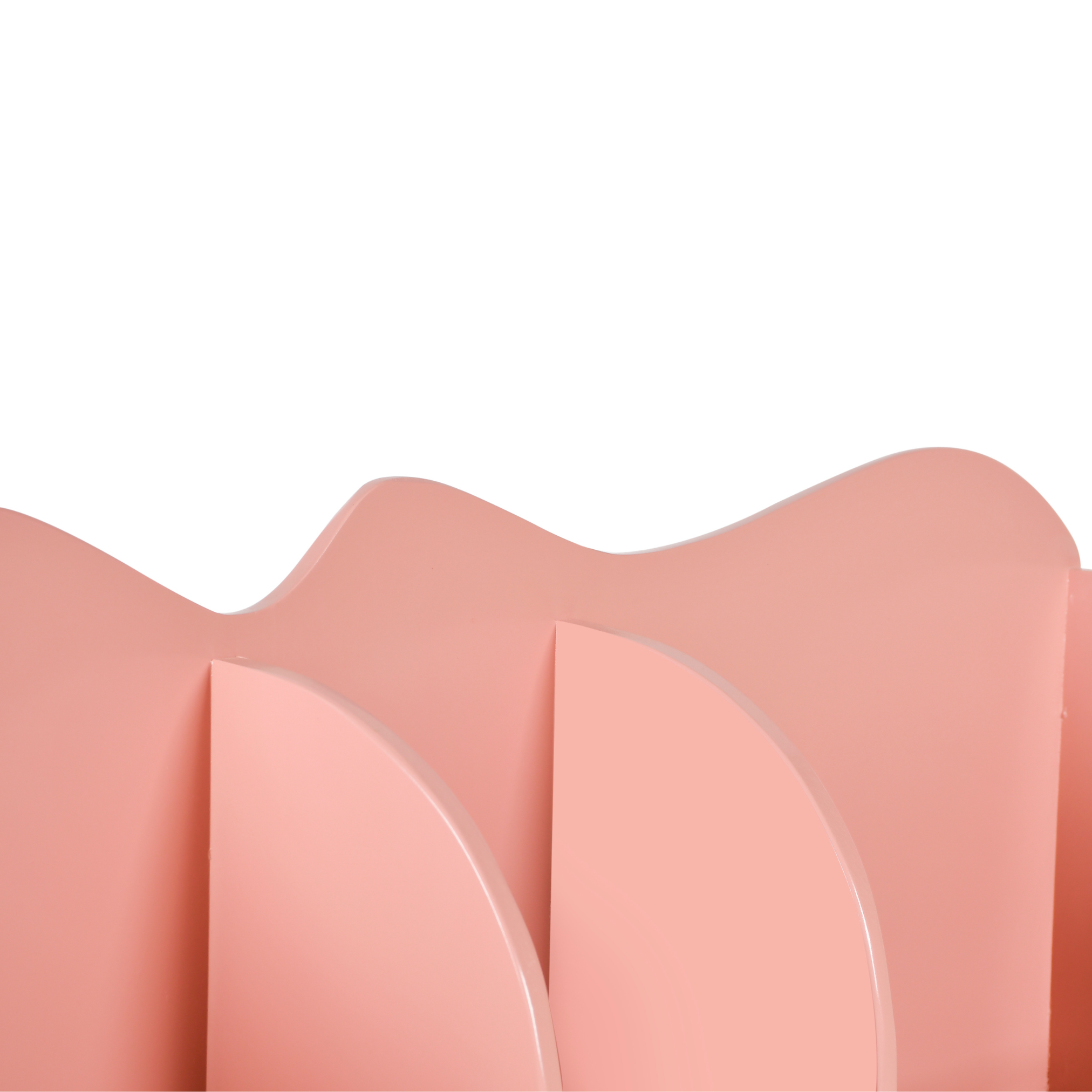 Close-up detail of Ripple wooden kids wall shelf showing sculptural wave edges