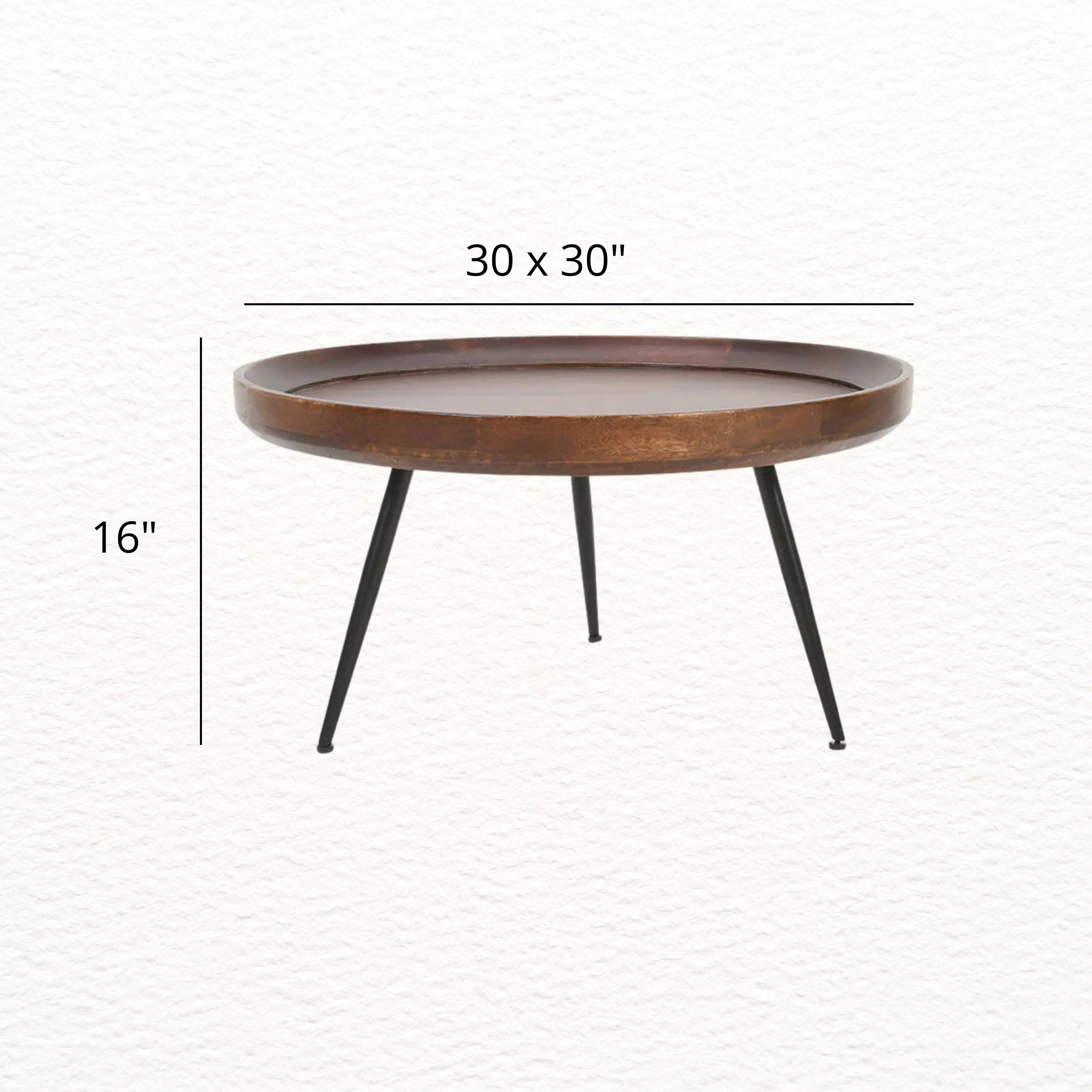 Acacia Solid Wood Round Coffee Table