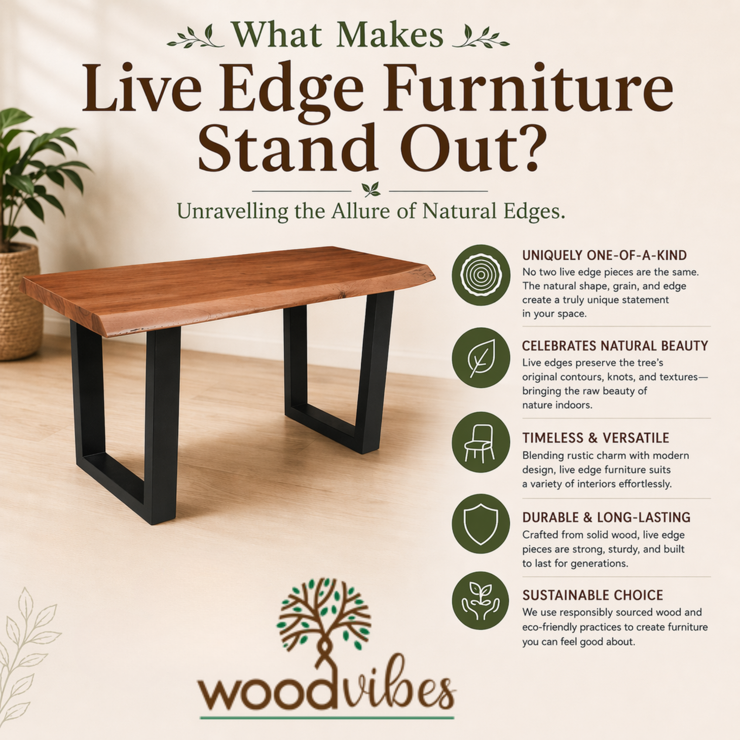What makes live edge furniture stand out? Unravelling the  allure of natural edges.